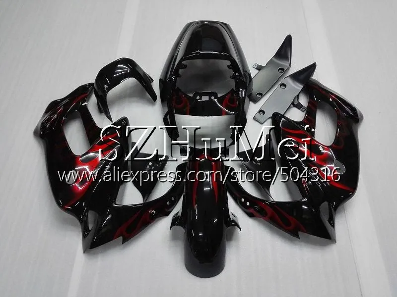No. 9 Red flames Комплект для HONDA SuperHawk VTR1000F 97 98 99 00 01 108SH. 7 синего и желтого цвета VTR1000 F VTR 1000F 1000 F 1997 1998 1999 2000 2001 обтекатель - Цвет: No. 9 Red flames