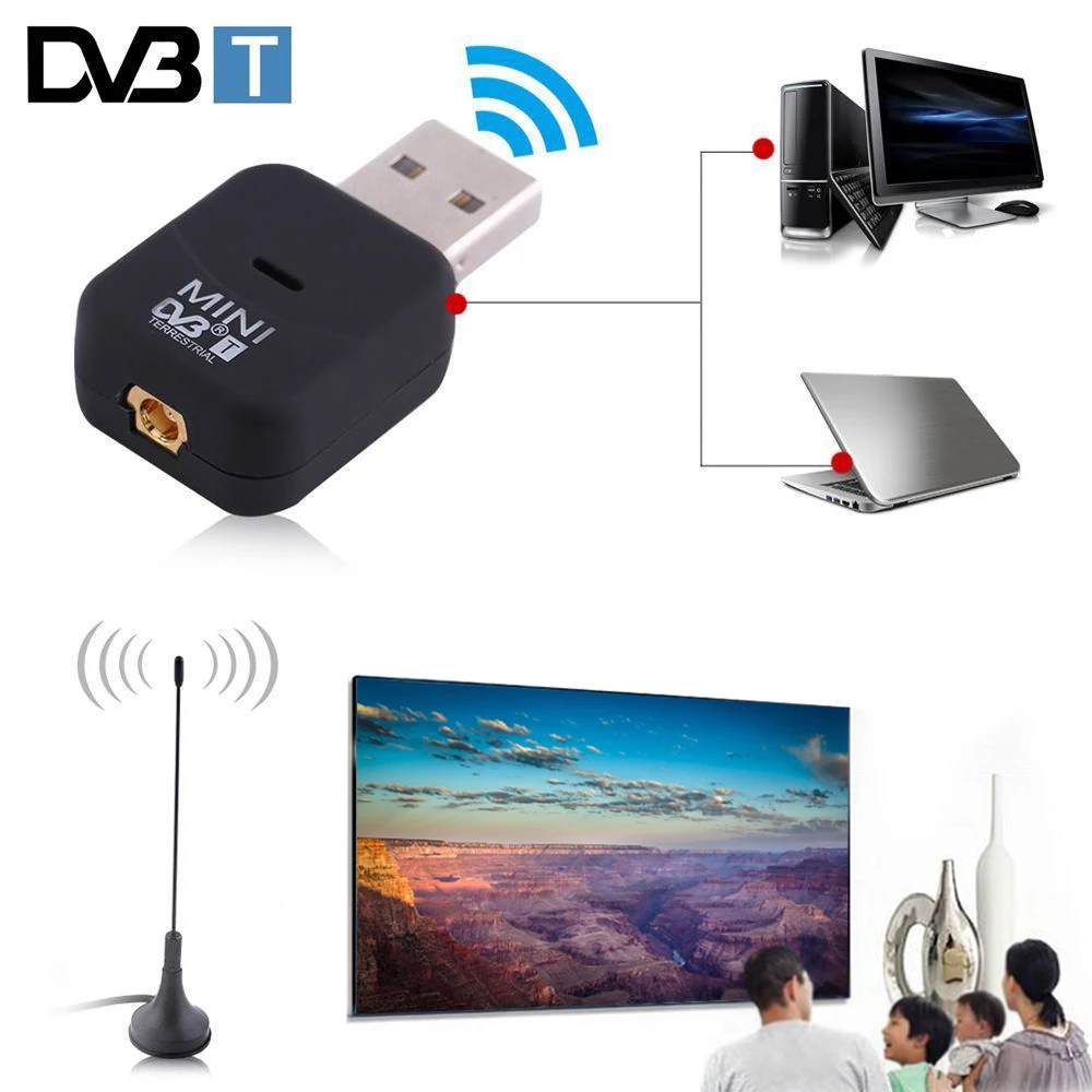 Mini USB 2 0 цифровой DVB-T SDR + DAB FM HD ТВ-тюнер ТВ-палка антенна ключ палка видео вещание