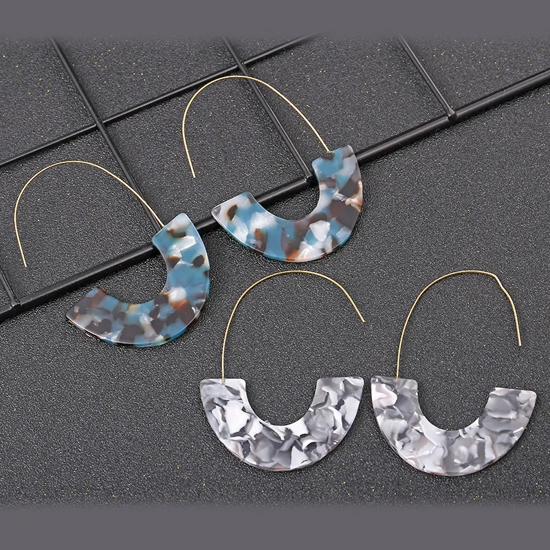 New Fashion Leopard Grain Big Hook Acrylic Earrings For Women Vintage Semicircle Resin Drop Earring Long Brincos Party Jewelry | Украшения
