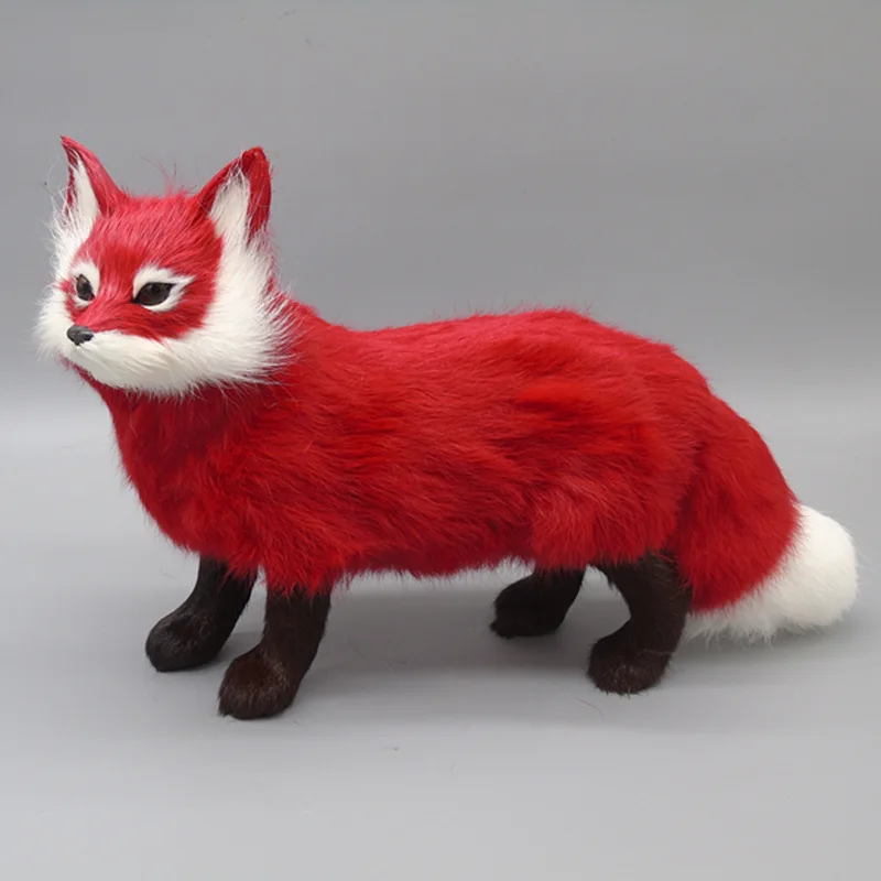 

simulation fox polyethylene&fur red standing fox large 35x22cm model prop handicraft home decoration gift b1701