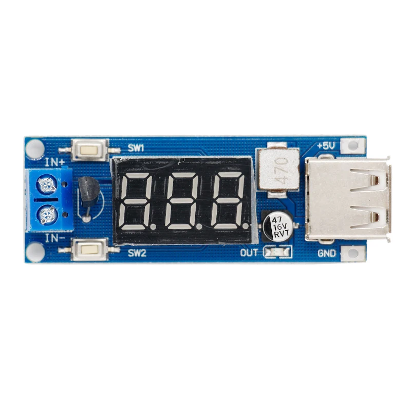 DC-DC вход 4,5 V-40 V выход 5 V/2A понижающий модуль вольтметр 5 V USB зарядное устройство или источник питания Скидка 40