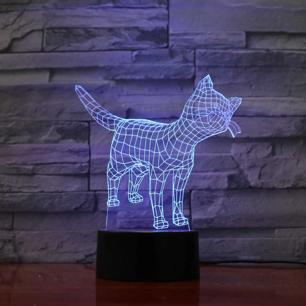Творческий 7 цветов Изменение 3D Led животного ночные светильники Usb сенсорный