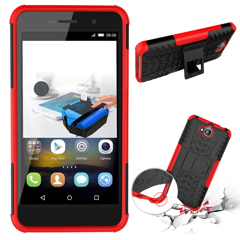 Red Для huawei Honor 4C Pro TIT L01 U02 Y6 Pro Y 6 Y6Pro TIT-U02 TIT-L01 чехол Гибридный Силиконовый Жесткий пластиковый Чехол-подставка для телефона - Цвет: Red