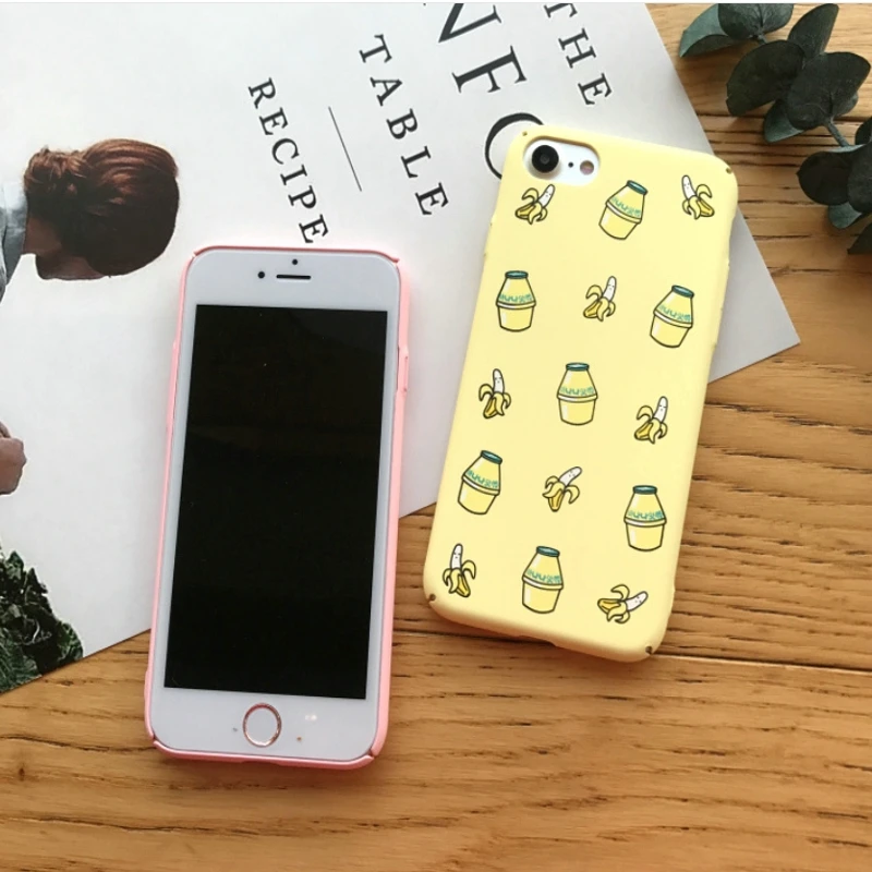 Розовый желтый банан чехол для fundas iphone 7 plus жесткий из поликарбоната Тонкий 6 6s s 8