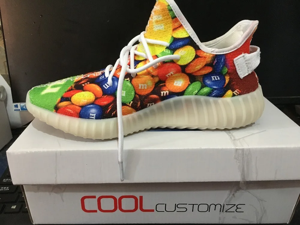 Для мужчин к рисунку пользовательские Yeezies Air 350 V2 Boost кроссовки женщин открытый