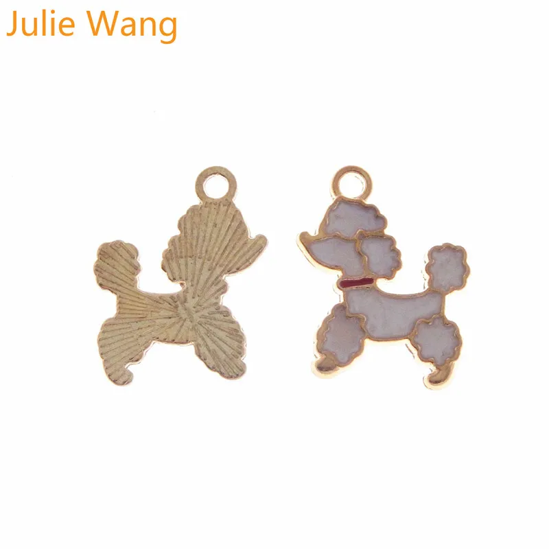Julie Wang 6 шт. сплав Золотая основа Синий/Розовый эмаль маленькая пудель собака