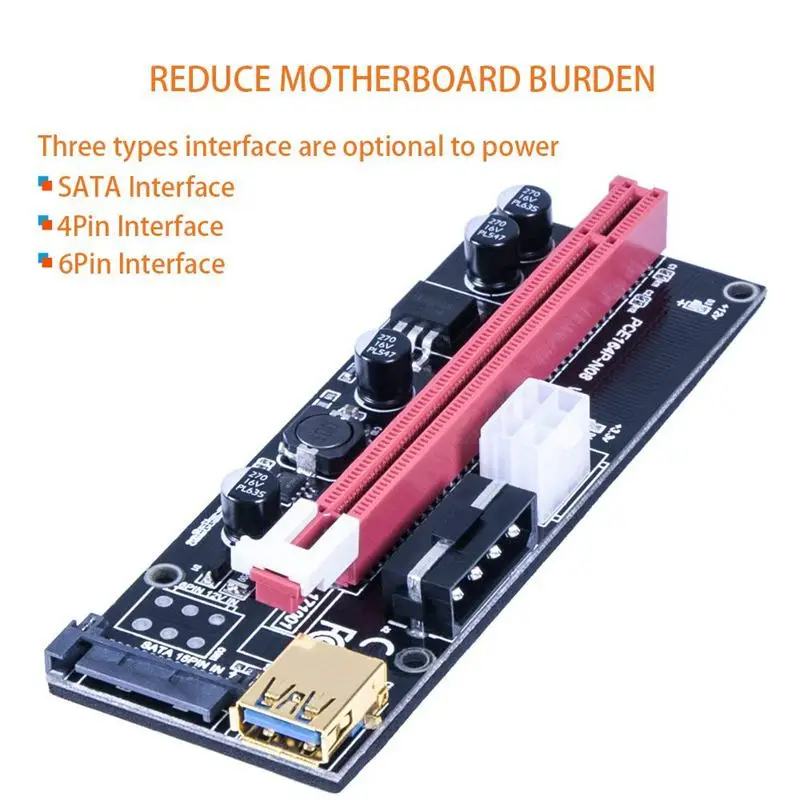 Последние VER009S 2-Pack PCI-E 16x в 1x Питание Riser адаптер с 4PIN SATA и графическая карта 6PIN