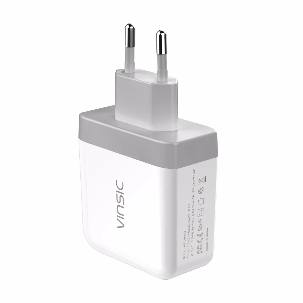 Vinsic Quick ChargeQC3.0 зарядное устройство для телефона настенное мини путешествий