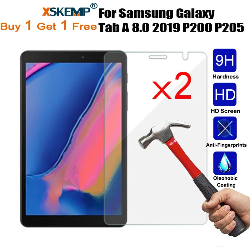 Фото XSKEMP 2 шт./лот 9H закаленное стекло для Samsung Galaxy Tab A 8 0 2019 P200 P205 Защитная пленка экрана