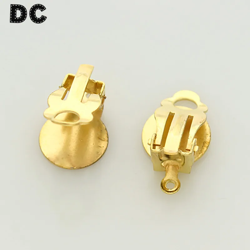 gold DC 30 шт./лот, клипсы для ушей, аксессуары, золото, Rhodiun, античный бронзовый цвет, без проколов, клипсы для ушей, застежки с отверстием для изготовления ювелирных изделий своими руками - Цвет: gold