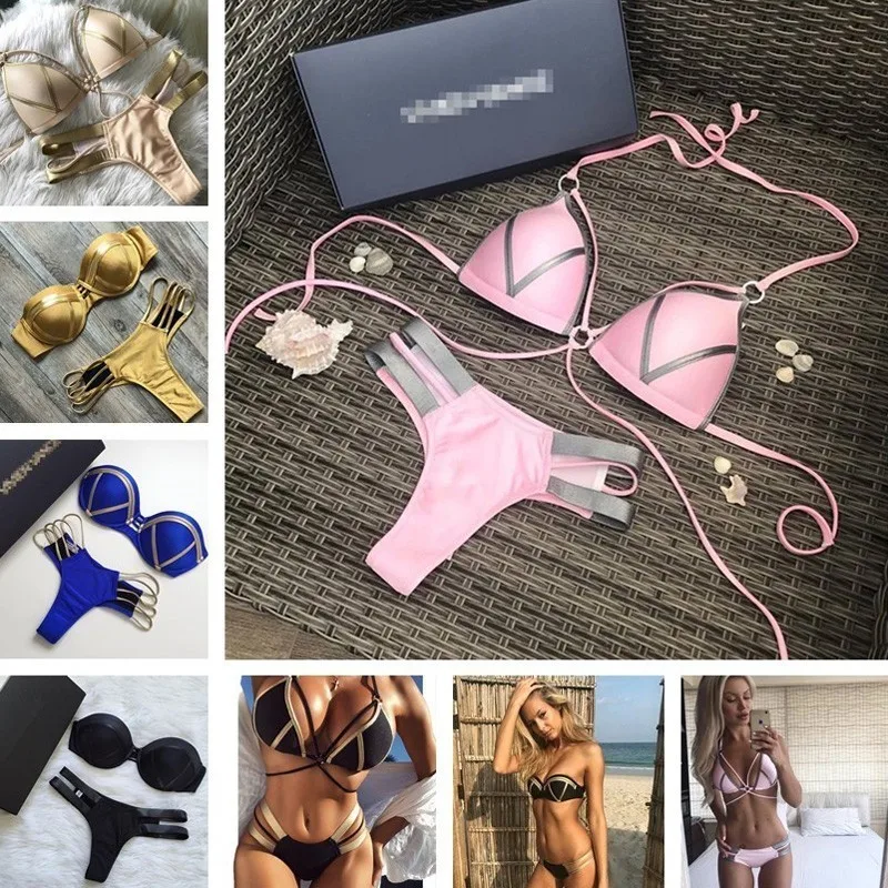 Сексуальный мягкий купальник 2019 розовый Для женщин бикини набор пуш-ап