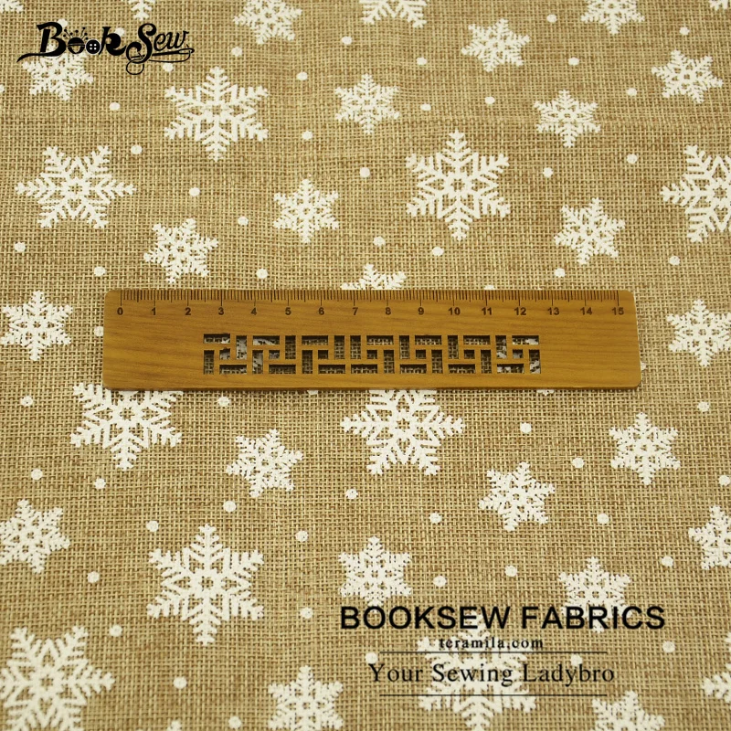 Booksew Лен Ткань 50x150 см Новогодние товары Вышивание ткань Снежинка Дизайн для скатерти чулок мешок Подушка украшения дома