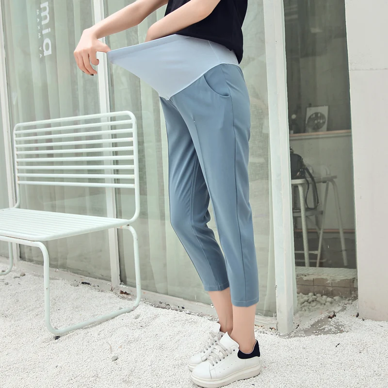 Тонкие шифоновые брюки-карандаш для беременных 2201 # летние модные короткие штаны