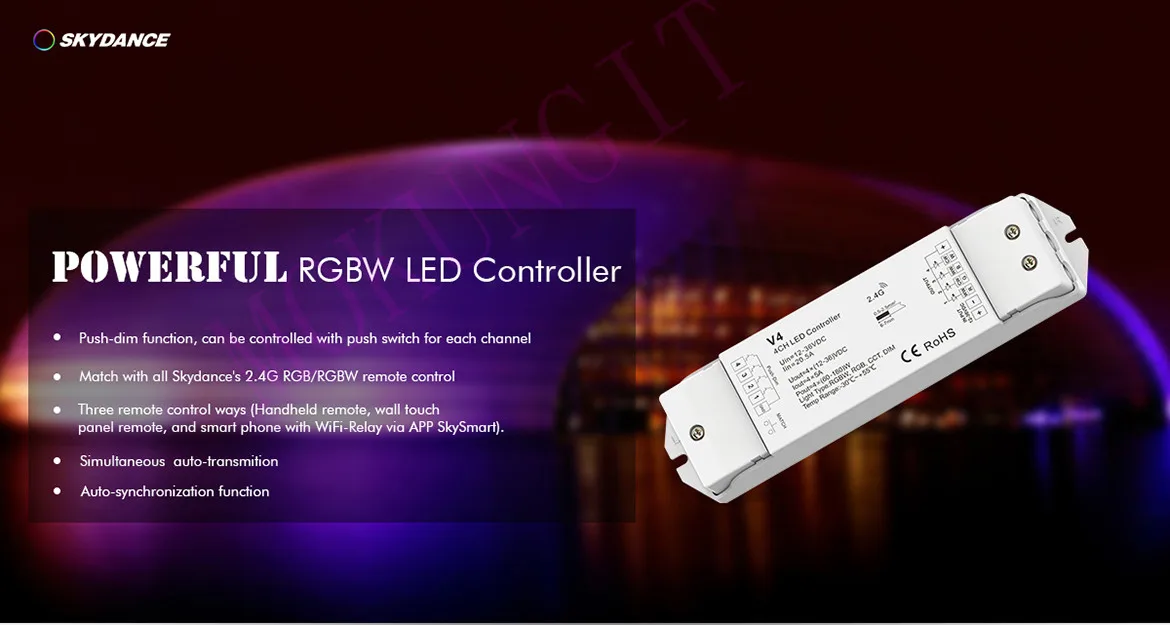 4CH* 5A 12-36VDC CV контроллер V4 Затемнение/Цветовая температура/RGB/RGBW 2,4 GHz RF беспроводной приемник 4 в 1 контроллер высокой мощности V4