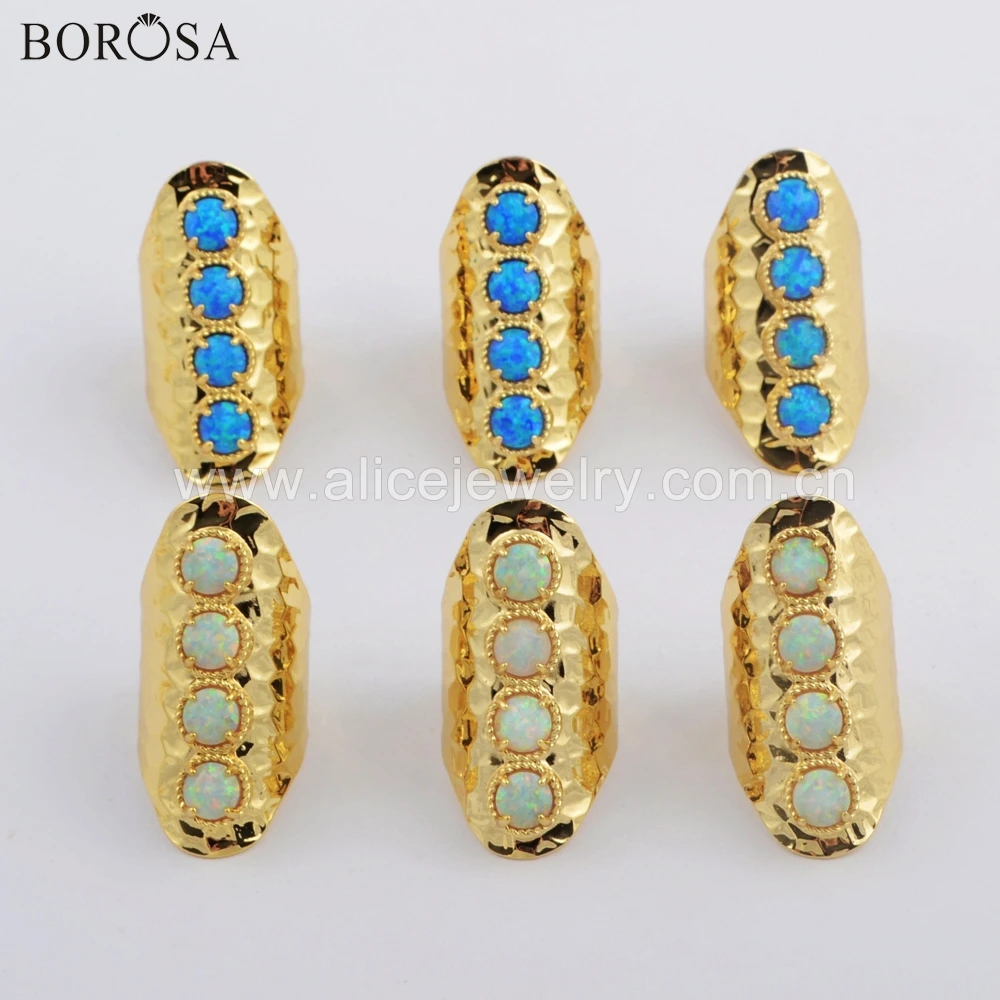 BOROSA 5 шт. золотых/серебряных колец круглой формы белого и голубого цвета в