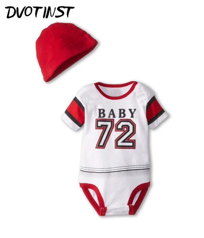 Baby Boys Clothes Summer Short Sleeve Basketball Bodysuit+Hat 2pcs Set Jumpsuit Outfit Infant Toddler Children Costume Clothing | Детская