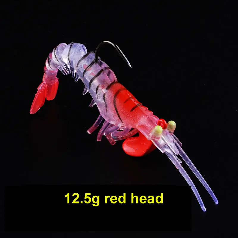 12g red head FJORD Горячие много раздел "креветка" классический Гибкая креветки 6,5/12,5/17 г, Мягкая приманка для рыбалки, Мягкая приманка приманки свинец крюк FishingTackle - Цвет: 12g red head