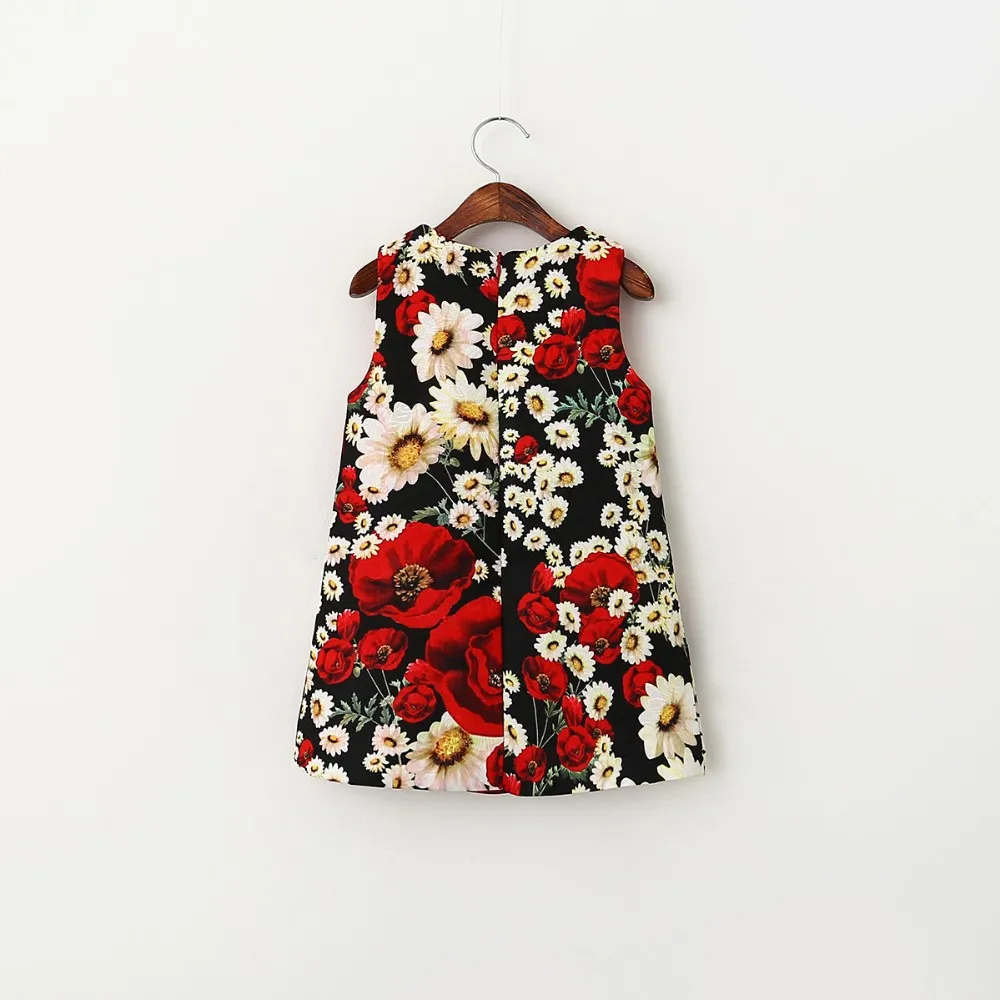 Kids Dresses For Girls Spring Toddler Girl Princess Dress Floral Print Children's Clothing Party Wear A-line Black | Детская одежда