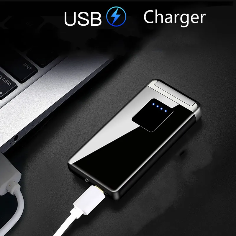 Сенсорная Индуктивная зарядная Зажигалка USB ультра-тонкая Двусторонняя сигарета