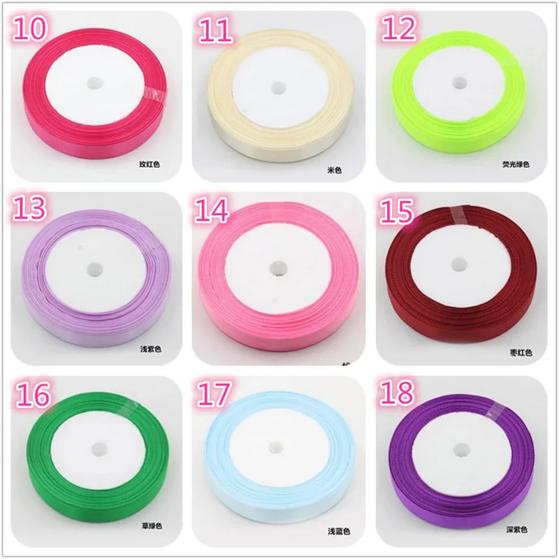 Бесплатная доставка хлопковая шелковая атласная лента 12 мм 25 ярдов полиэфирная