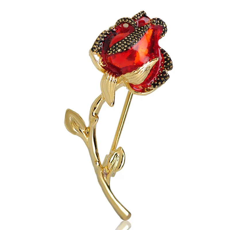 Женская Брошь с красной эмалью Blucome металлическая брошь золотистого цвета