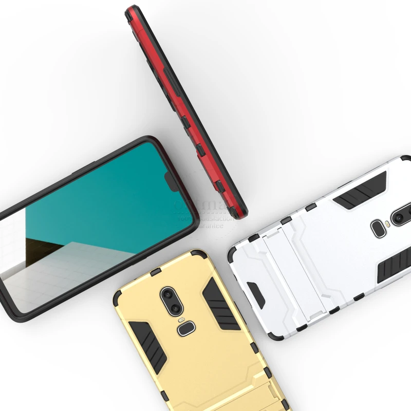 Новый двухслойный жесткий гибридный защитный чехол для Oneplus 6 с подставкой из ПК +