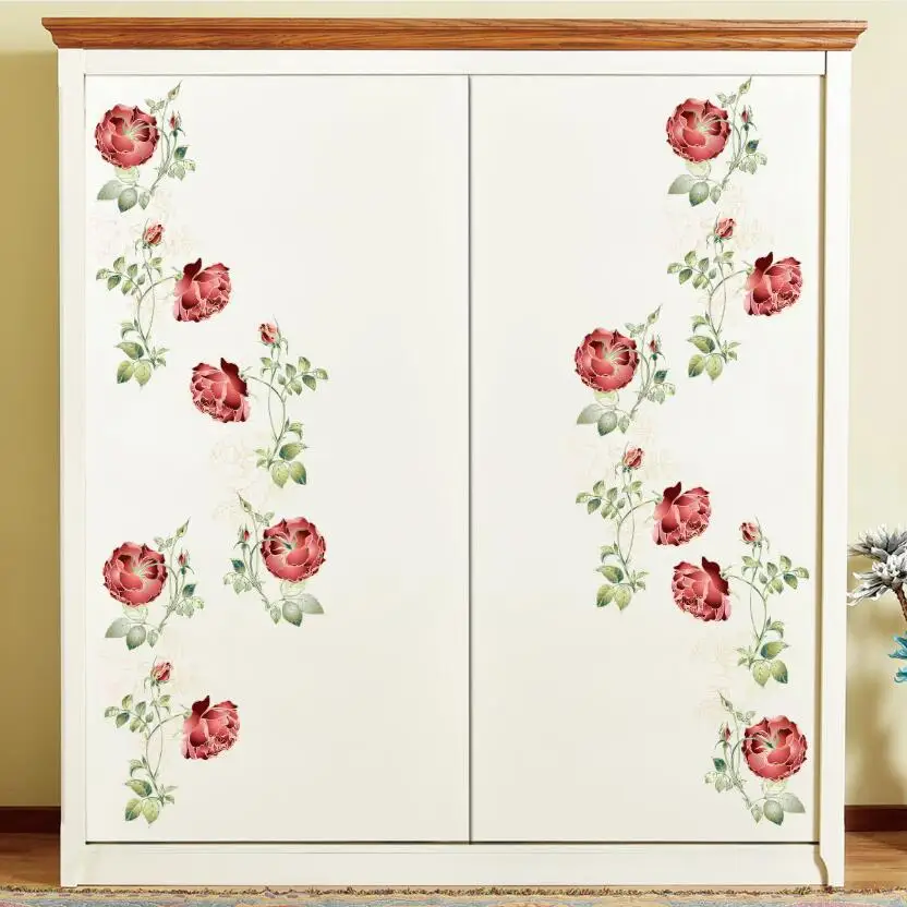 Красивые 3d наклейки на мебель с розами шкаф декор для спальни сделай сам