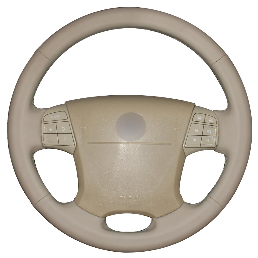 

Beige Natural Leather Car Steering Wheel Cover for Volvo S80 2006-2009 XC70 2007-2010 V70 2009