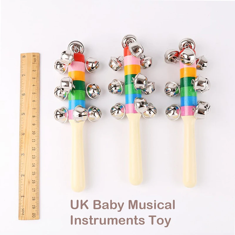 Детский музыкальный инструмент деревянная погремушка ручной Колокольчик