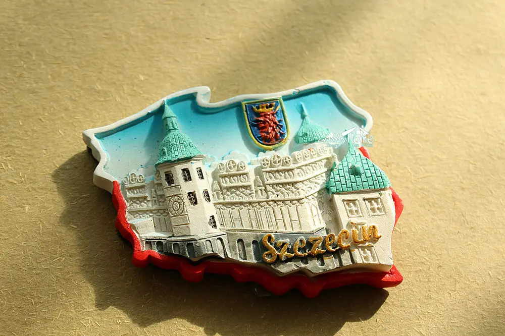 Szczecin Польша туристический сувенир 3D Смола декоративный магнит для холодильника
