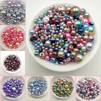 multi option mixed 345681012mm round imitation rainbow color plastic abs pearl beads diy for jewelry making accessories