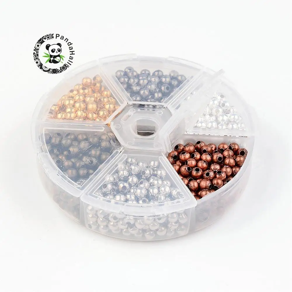 

Mixed Color Iron Spacer Round Beads 4mm, Hole: 1.5mm; about 158pcs/compartment, 948pcs/box F75
