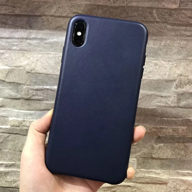 Синий Чехол для телефона s для iPhone X, чехол из натуральной кожи, роскошный тонкий чехол на заднюю панель для Apple iPhone X XS Capa - Цвет: Синий