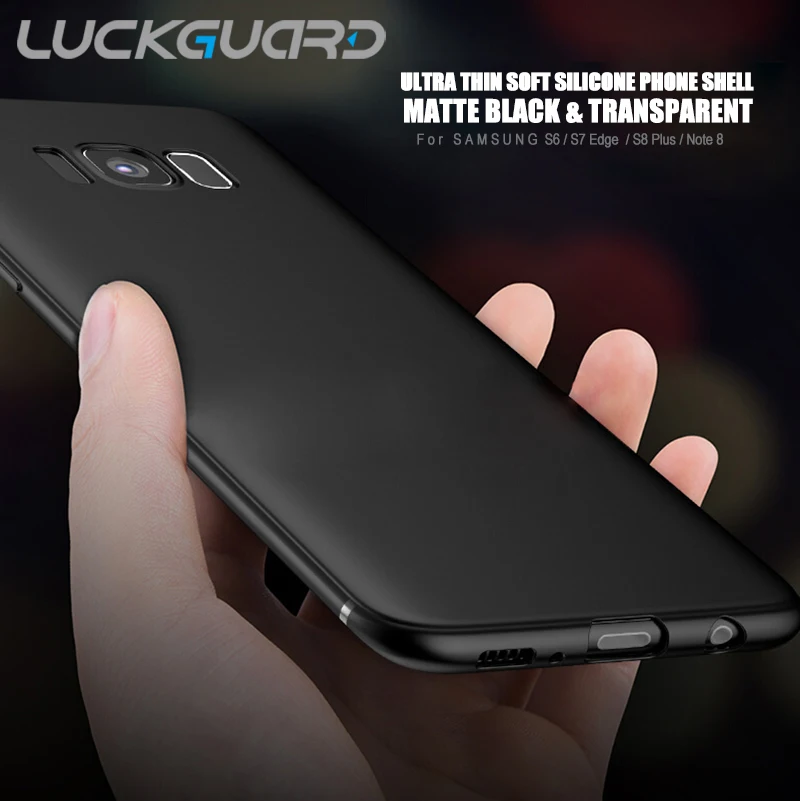 LuckGuard Ультратонкий матовый черный и прозрачный силиконовый чехол для телефона из