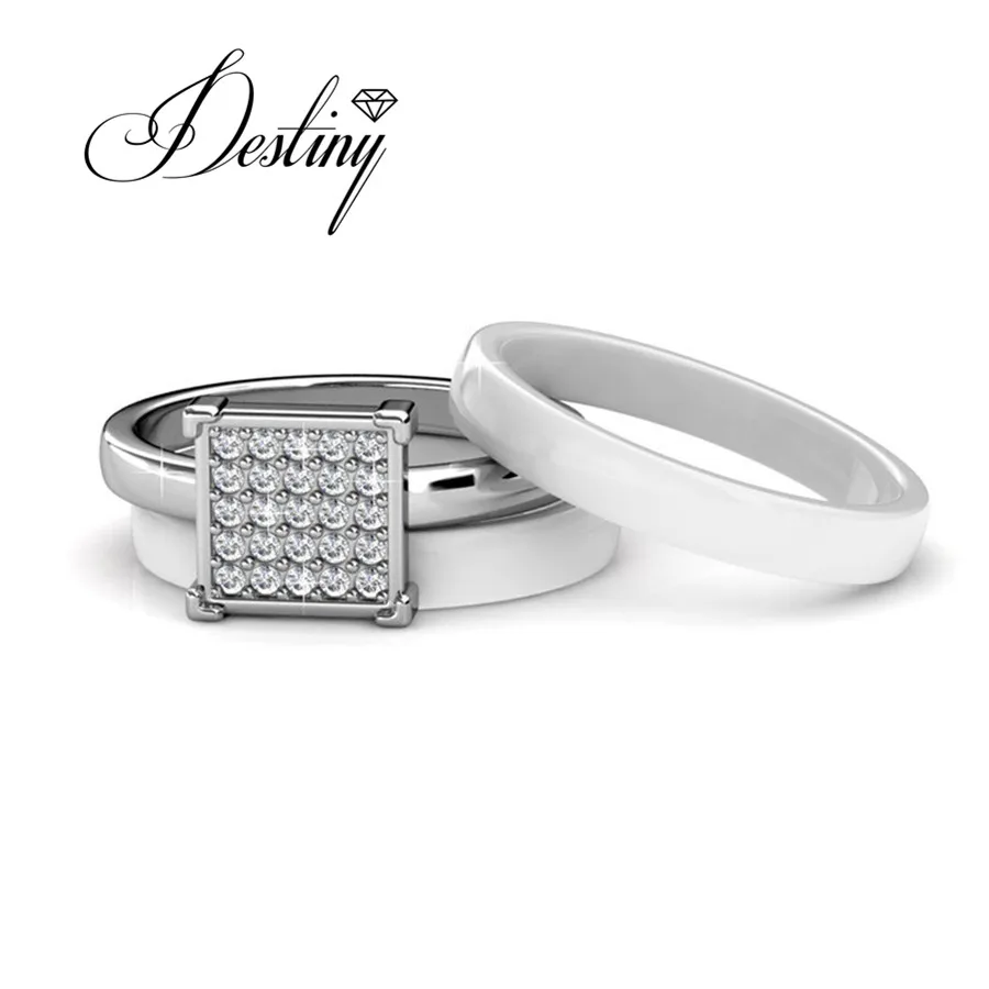 Destiny Jewellery ПР кольцо украшен стразами от Сваровски белый и черный Керамика