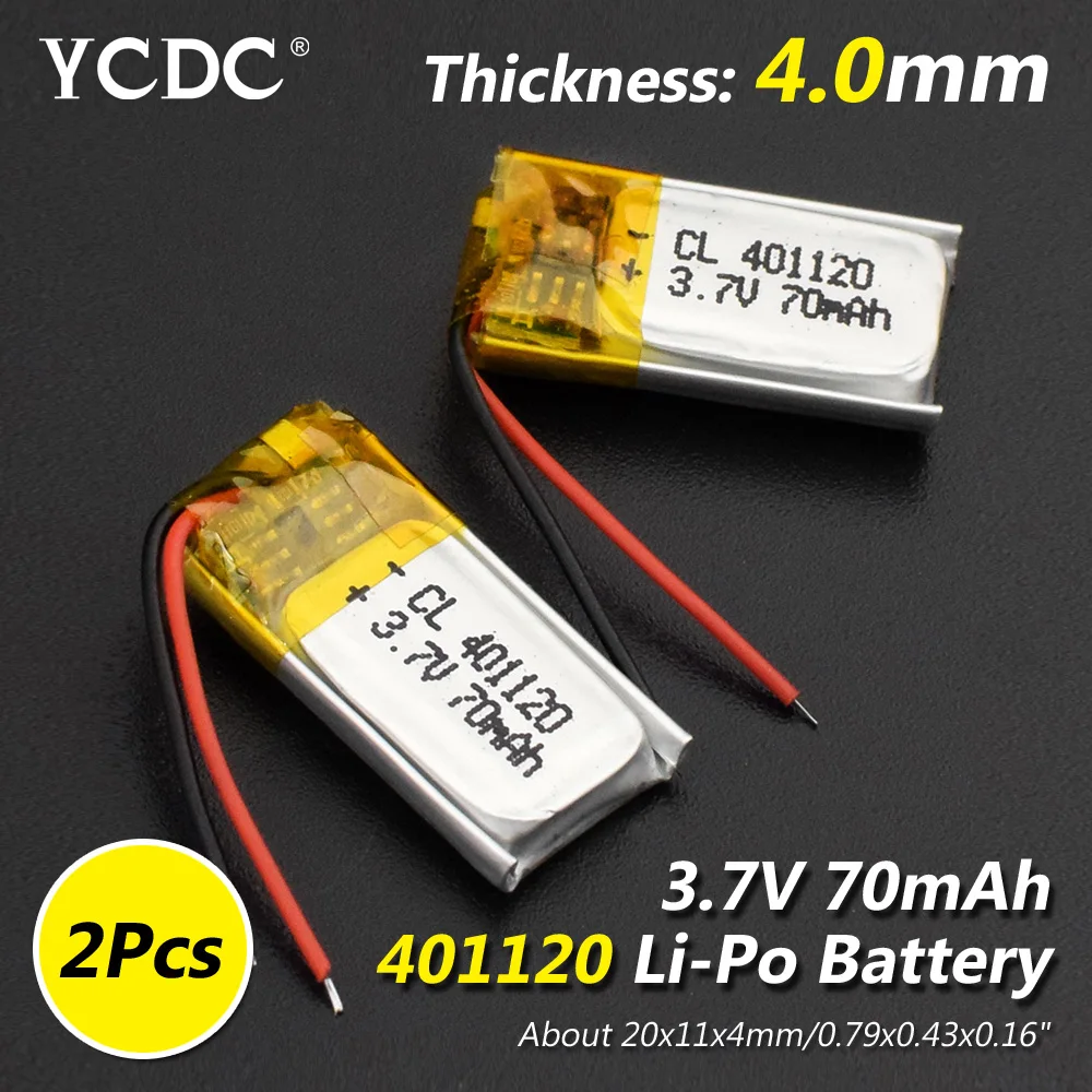 Модель 401120 3 7 v 70mAh литий ионная Lipo ячейка полимерная аккумуляторная батарея для