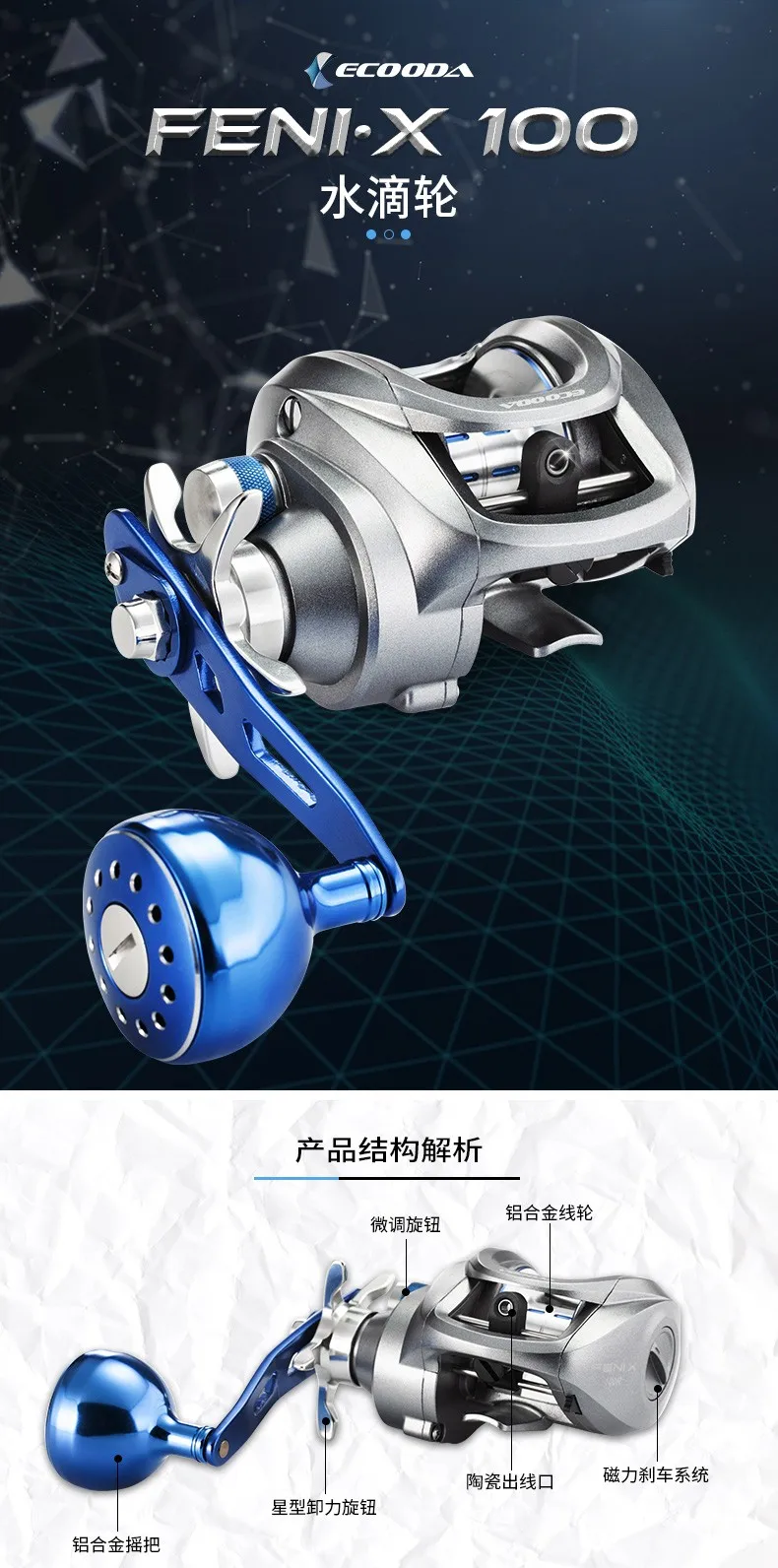 Le-Fish ECOODA baitcasing катушка 9+ 1 шарикоподшипники левая и правая ручка морской свет mirco Рыбалка Макс тяга 6 кг Модель FENIX1