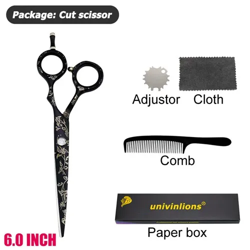 6.0cut Univinlions накидка подарок 5,5 6," узор ножницы для волос парикмахер ciseaux coiffure филировочные ножницы японские ножницы Парикмахерская - Цвет: 6.0cut