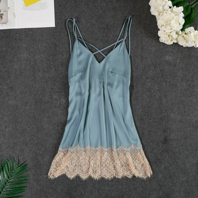 Летний новый кружевной женский пеньюар Глубокий V Спагетти ремень модное нижнее