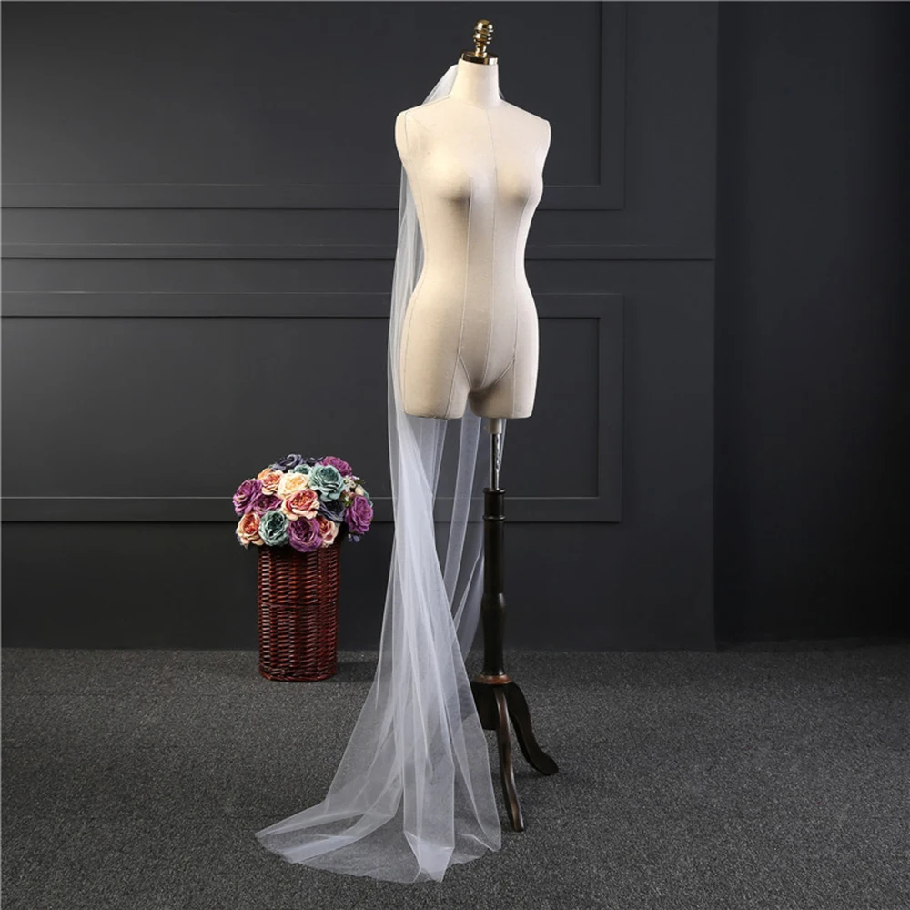 Элегантная Женская длинная белая Фата с кромкой 2 м однослойная свадебная фата
