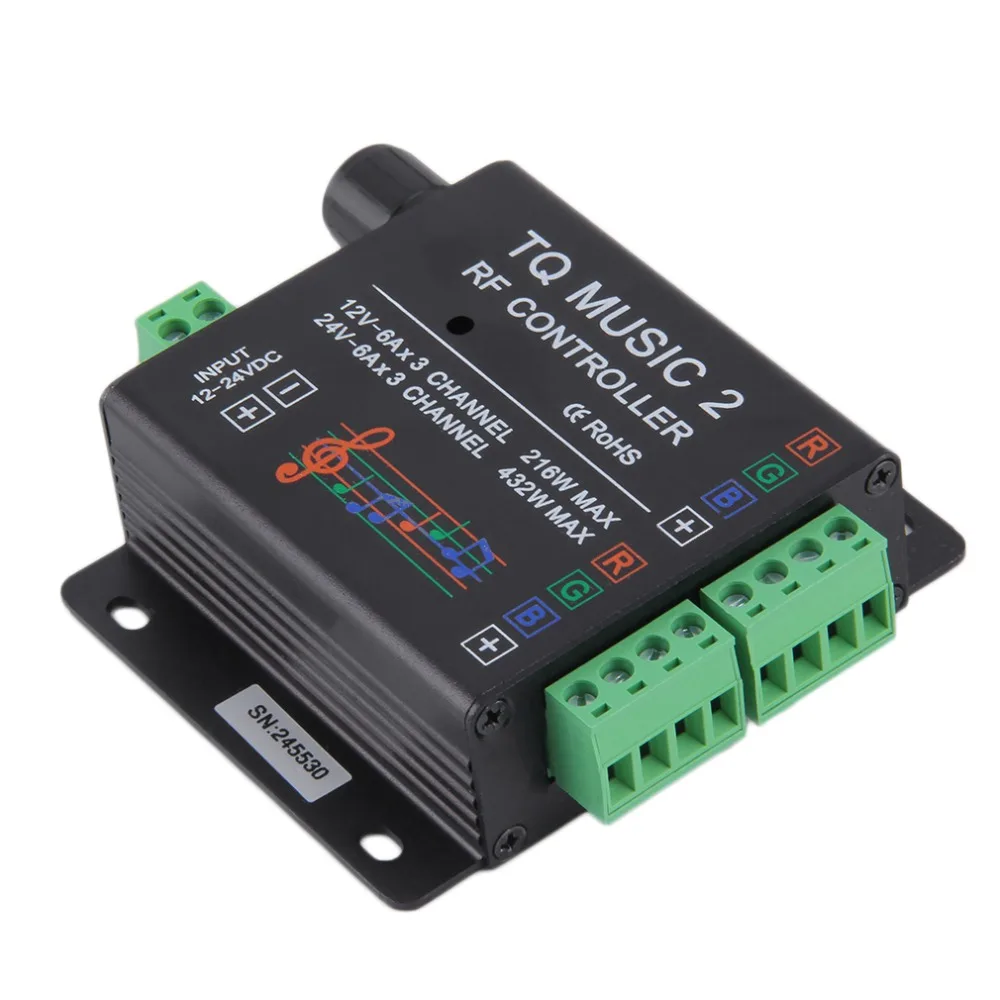 Звук Аудио LED RGB RF музыкальный контроллер Сенсорный пульт 2 канала 12/24 В 18А
