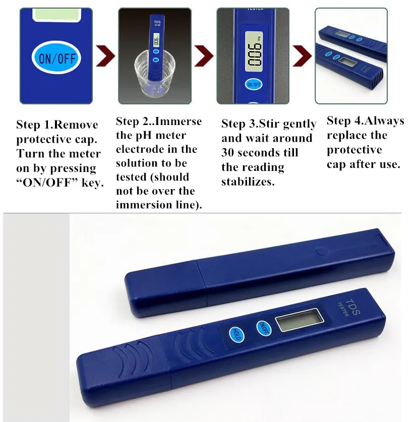 High Quality Deep Blue Portable Pen Digital TDS Meter 2 Key 0-9990PPM Filter Measuring Water Purity Tester 40%Off | Инструменты