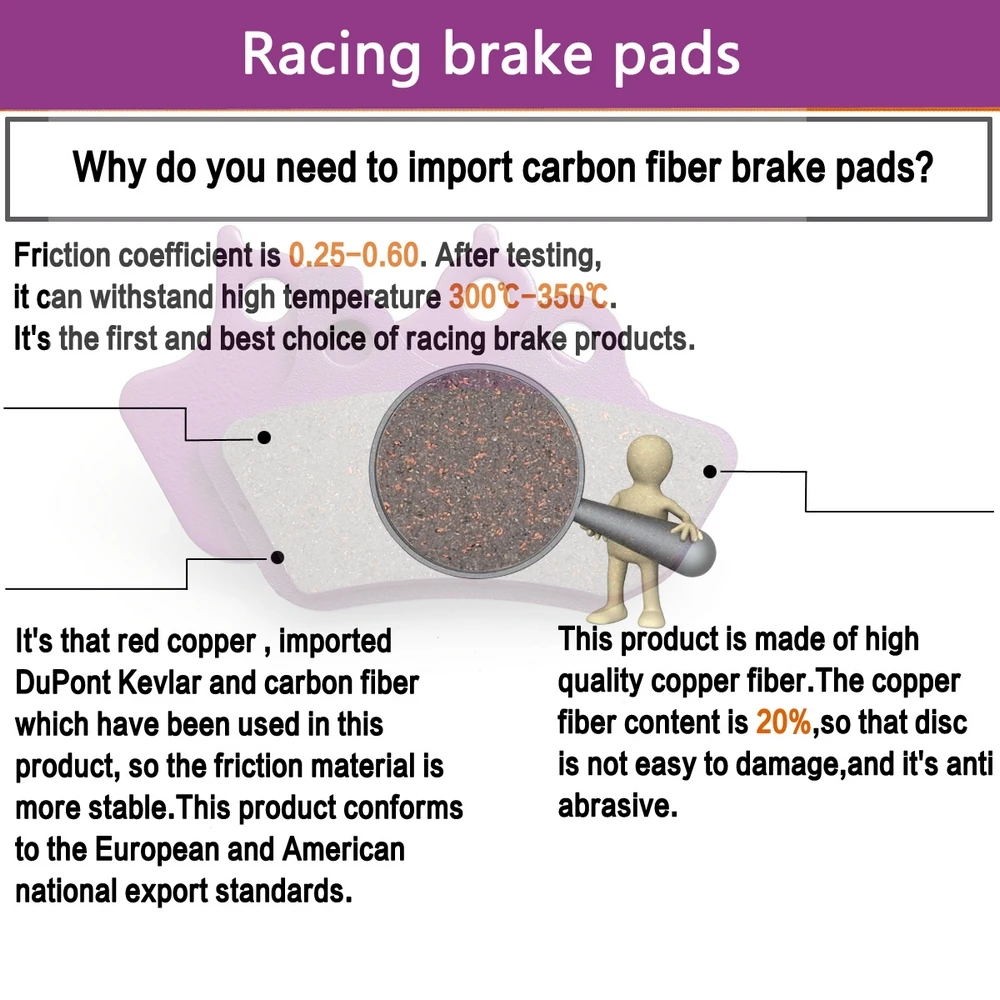 Мотоциклетные углеродное волокно передние/задние тормозные колодки для Kawasaki Ninja