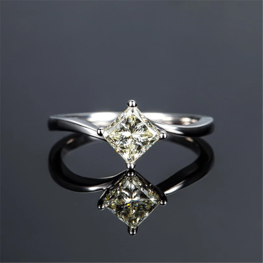 1Ct 6*6 мм принцесса резка Тест Положительный Moissanite АЛМАЗНОЕ КОЛЬЦО тест