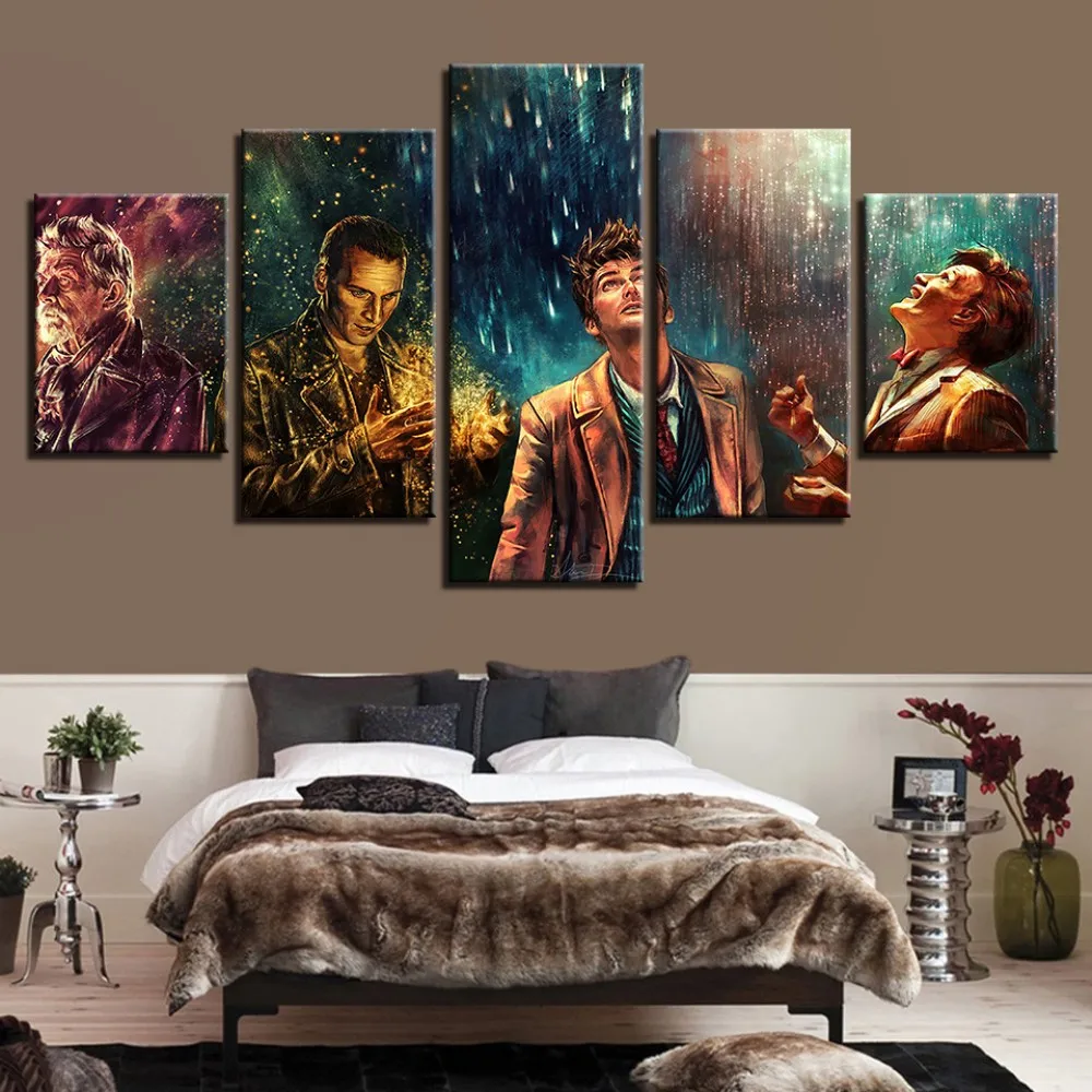 5 Panel Canvas Art Doctor Who Movie Characters Oil Painting Prints on Wall Picture Home Decoration for Bedroom Decal | Дом и сад