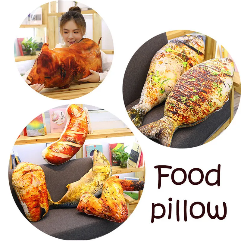 1 шт. имитация еды жареная плюшевая подушка свинка треска мягкая для мяса саури