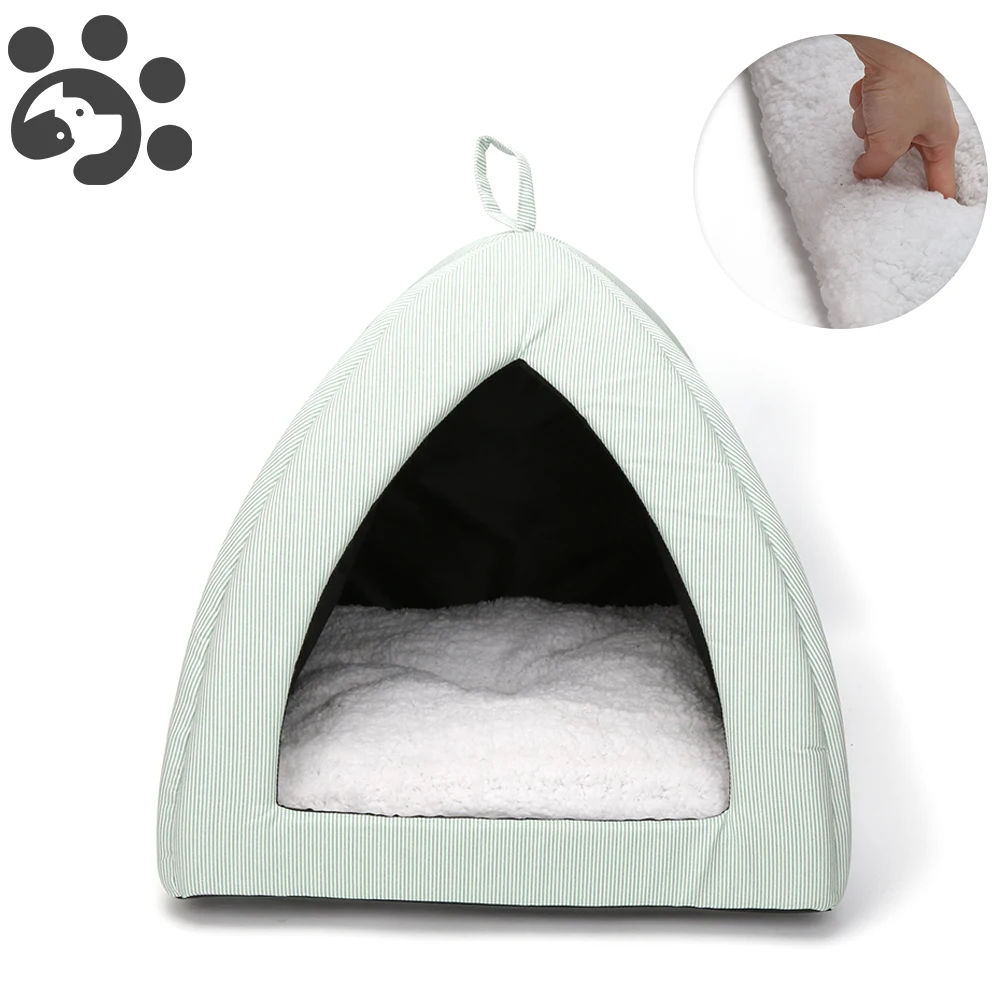 

Хлопковая домашняя кровать для питомцев, питомник для маленьких собак, кошек, противоскользящий дом для кошек, щенков, мягкая плюшевая кров...