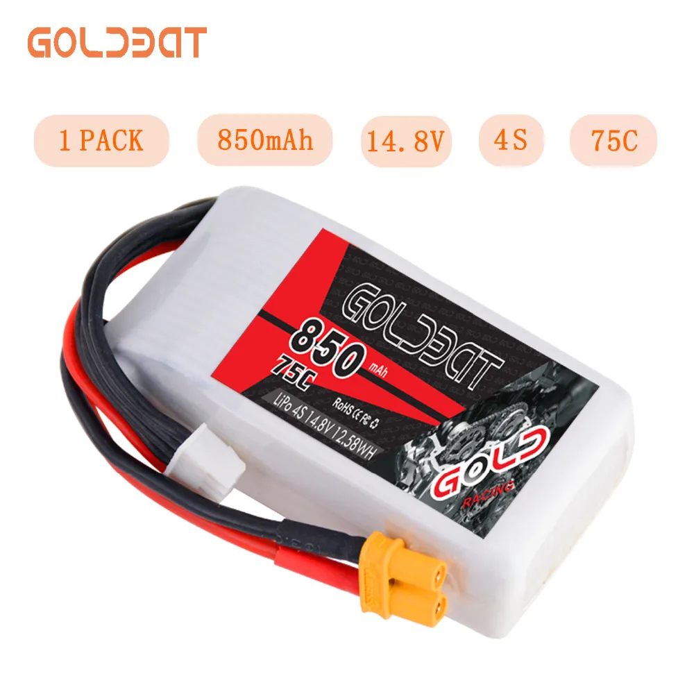 GOLDBAT 850mAh LiPo батарея для FPV 4S LiPo батарея LiPo 14,8 V 4S lipo 75C с разъемом XT30 для дрона Heli Автомобильная лодка
