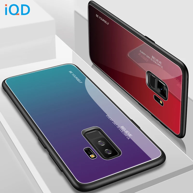 IQD чехол для телефона из закаленного стекла Samsung Galaxy S8 S9 plus Note 8 9 A7 A5 A6 A8 2018 J4 J6 J8