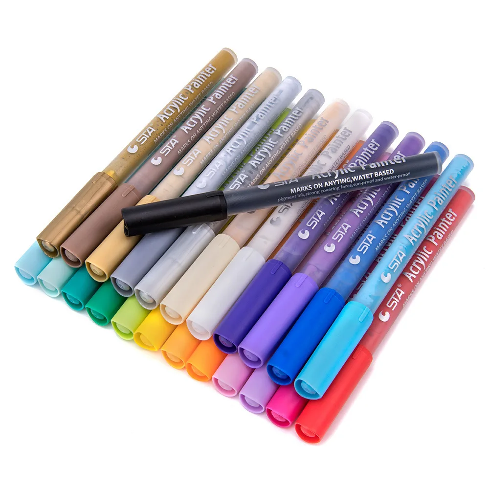 STA акриловые перманентные маркеры для набросков набор ручек Ультратонкие 0 5 мм